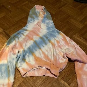 Pink Blue and White Tie-Dye Crop Top Jacket